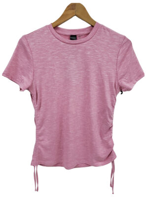 T-shirt Motion MOK4906 manches courtes avec cordon à la taille rose