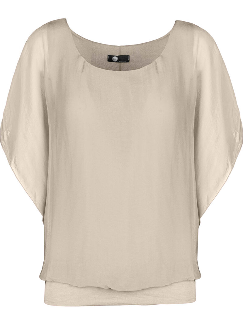 M Italy top 10-62498NOS silk short sleeves beige color
