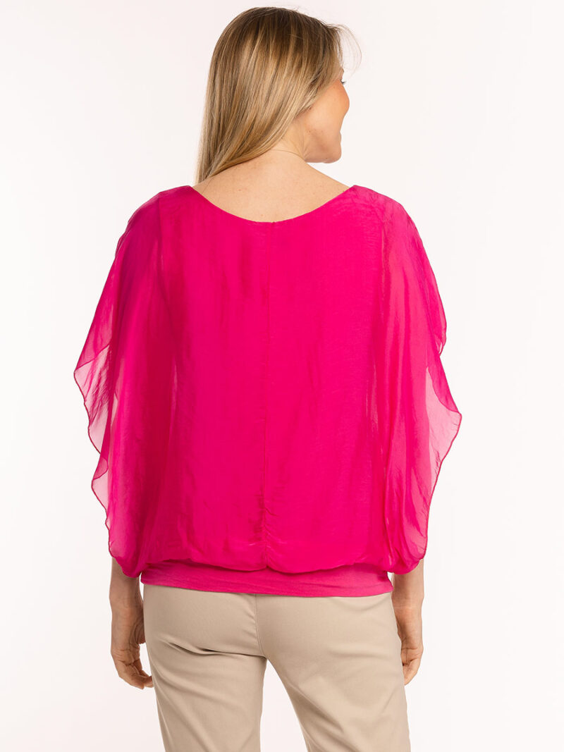 M Italy top 10-62498NOS silk short sleeves fushia color