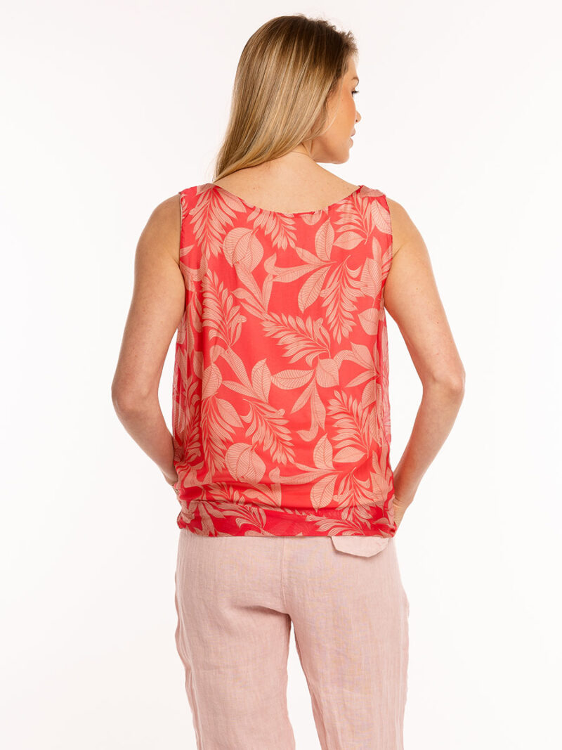 Top M Italy 15-8279DGS in sleeveless printed silk pink combo