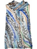 M Italy 15-8581DGS in sleeveless top printed silk blue combo