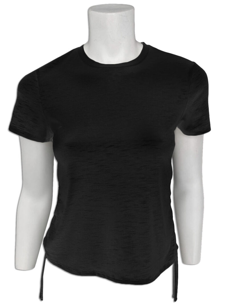T-shirt Motion MOK4906 manches courtes avec cordon à la taille noir