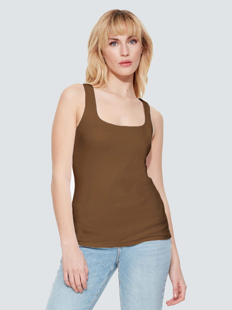 Black Tape tank top 2124300T square neckline and lined on the front mocha color