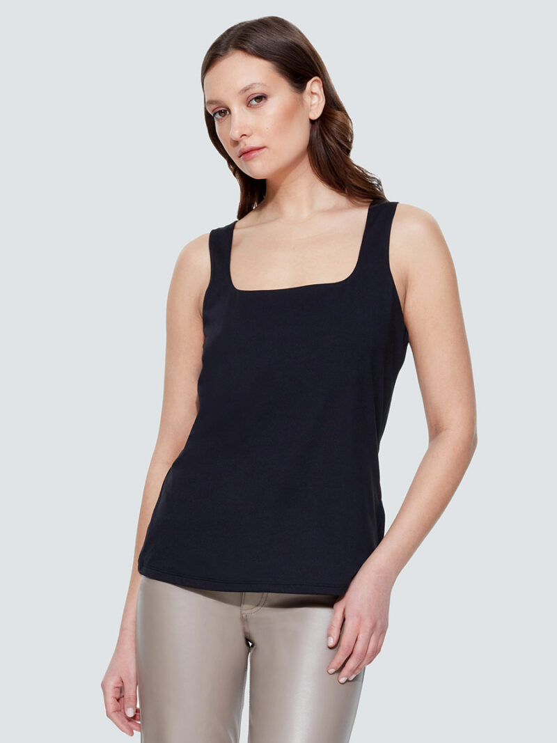 Black Tape tank top 2124300T square neckline and lined on the front black color