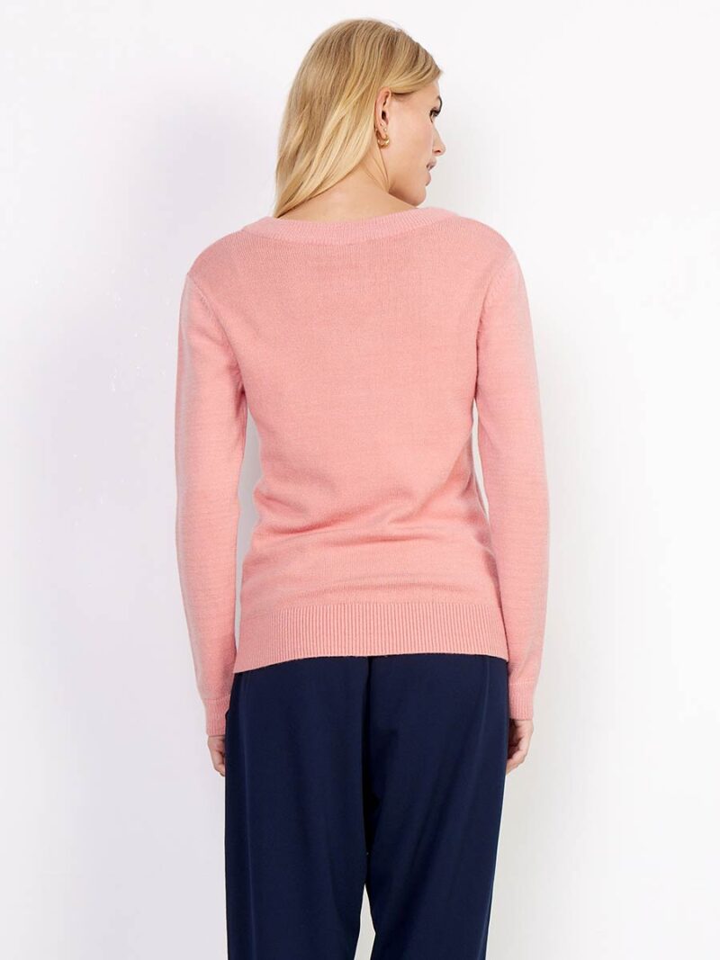 Chandail Soya Concept PS-33006 en tricot col V couleur rose