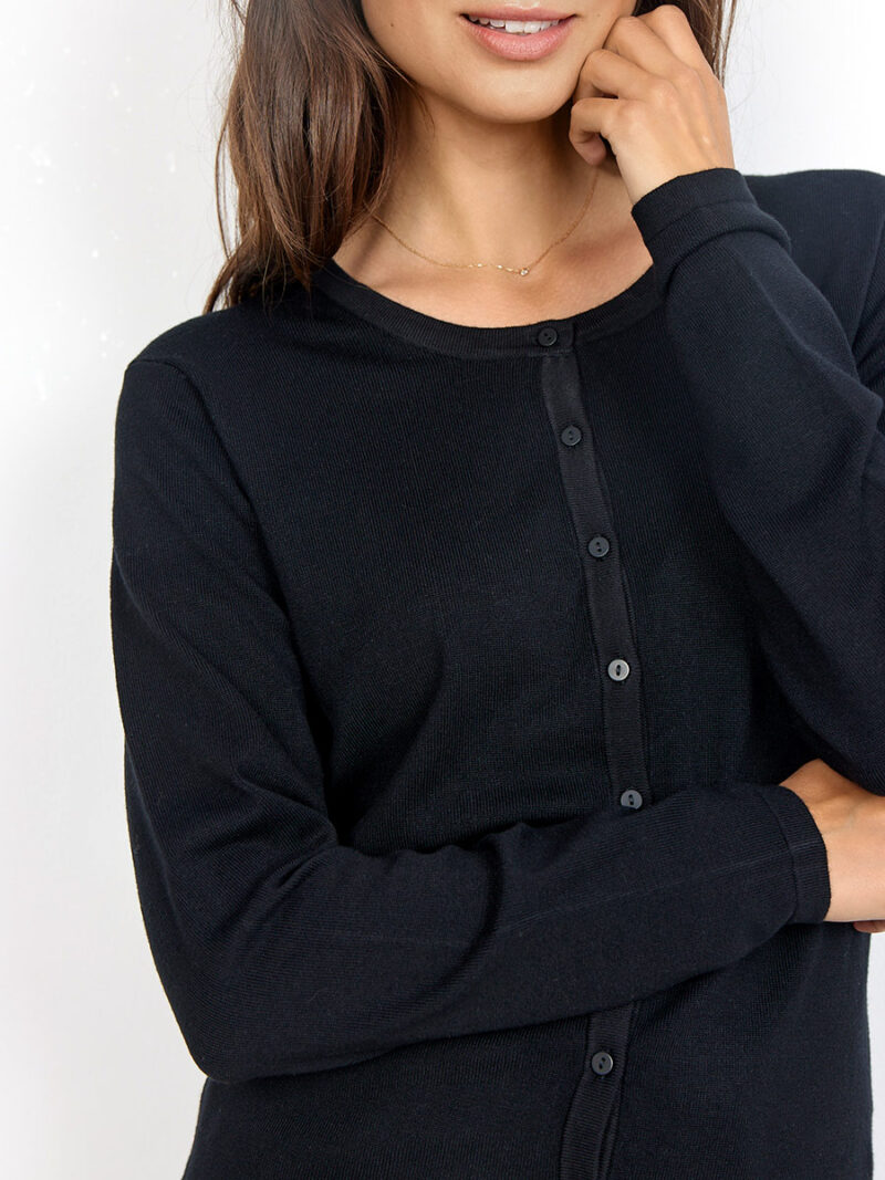 Soya Concept PS-39005 cardigan in soft and comfortable knit black color