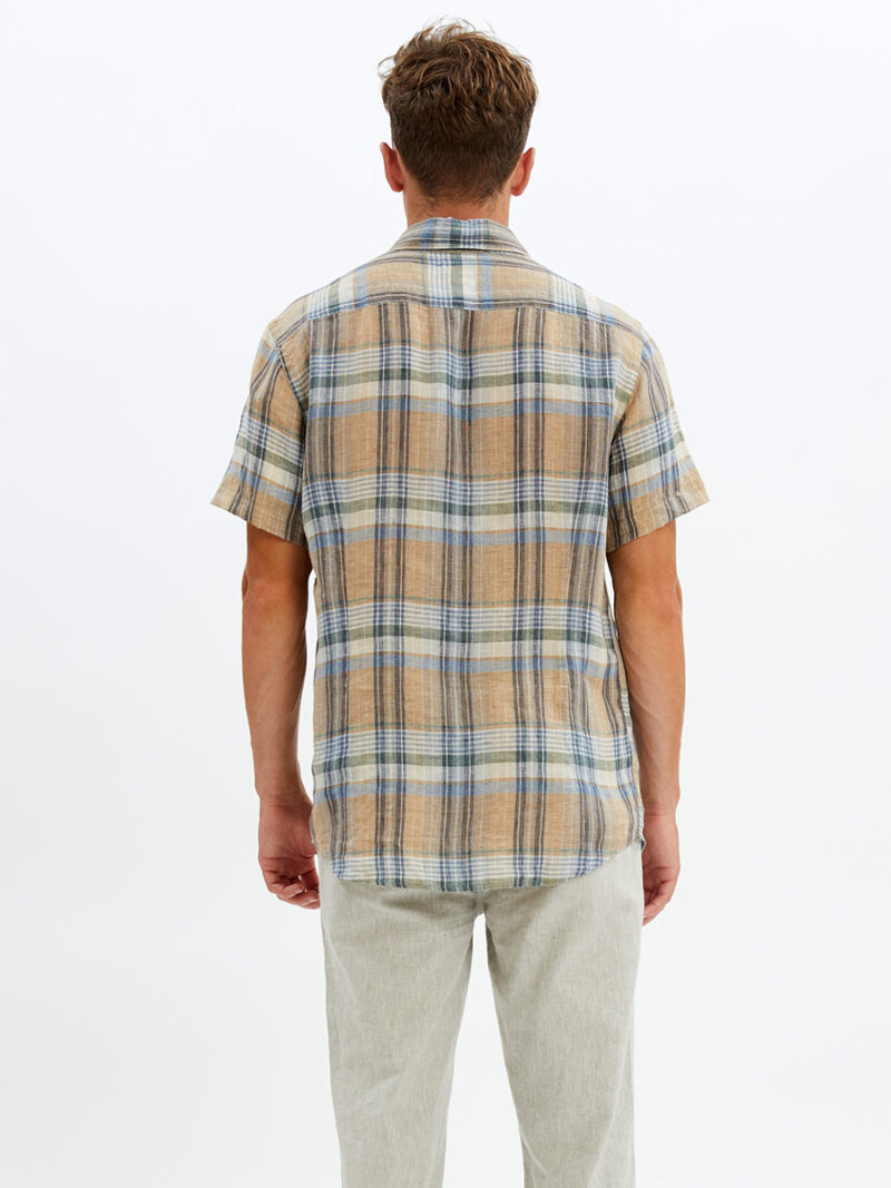 Point Zero 7064332 short-sleeved checked linen shirt