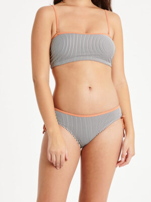 Culotte maillot bikini Nass-Eau W01174 taille régulière avec cordon ajustable rayures