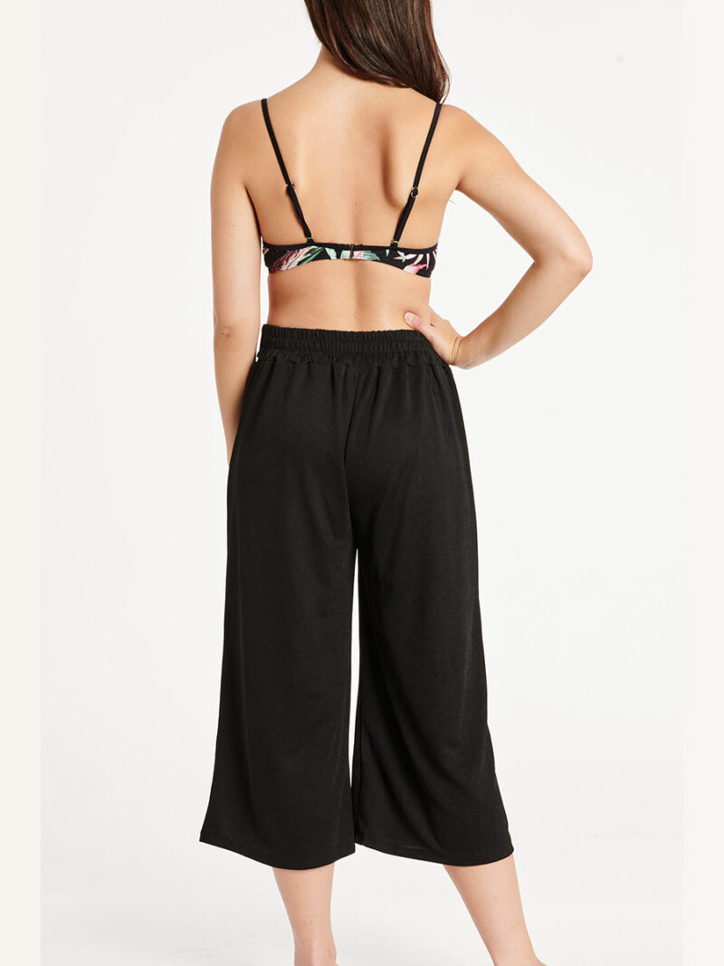 Nass-Eau Gaucho W01188B swimsuit cover up in stretch crepe fabrics black color