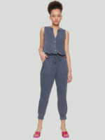Dex 2122535D sleeveless jumpsuit in stretch fabrics navy color
