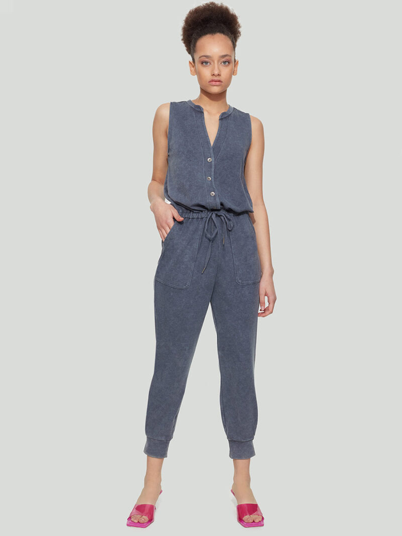 Dex 2122535D sleeveless jumpsuit in stretch fabrics navy color