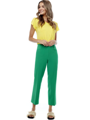 Pantalon UP 67735 confortable taille enfilable et panneau minceur couleur vert émeraude