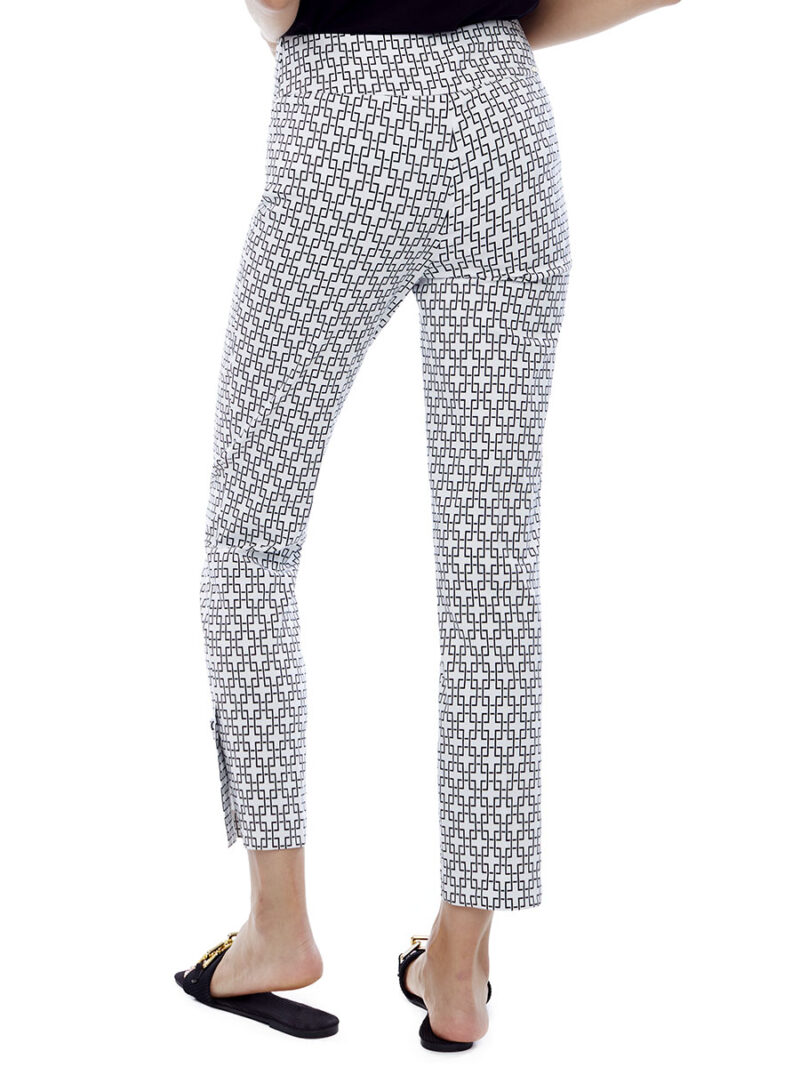 Pants UP 67758 printed comfortable pull-on waist and slimming panel combo black and white