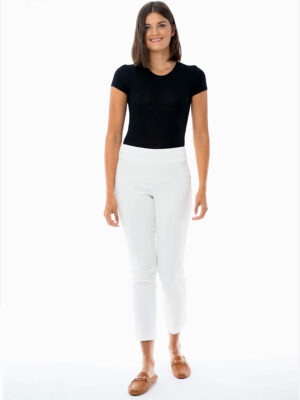 Pantalon cheville UP 65027A extensible et confortable avec taille enfilable blanc