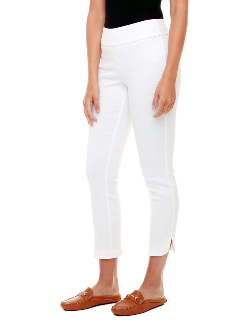UP 65027A stretch and comfortable ankle pants with pull-on waist white