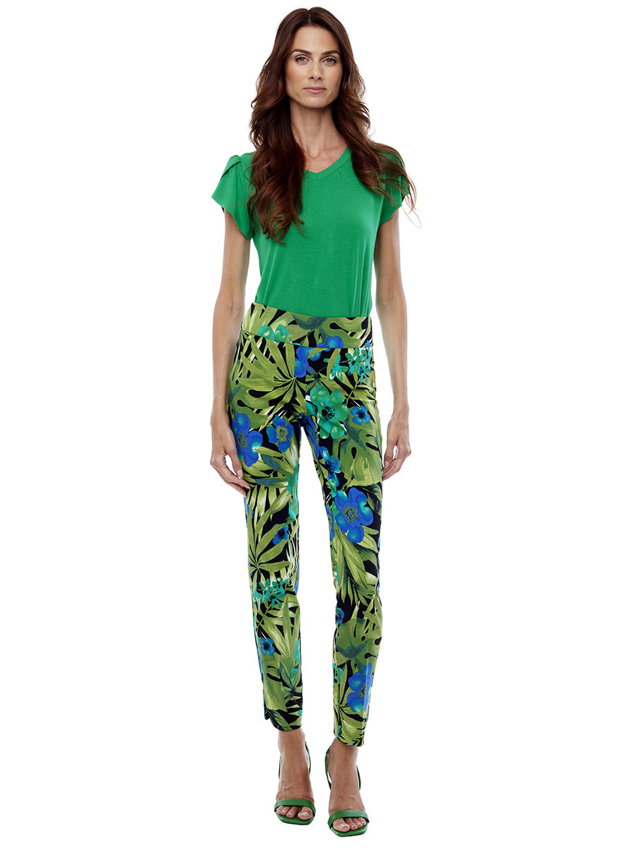 UP ankle pants 67751 comfortable Maui print pull-on waist and