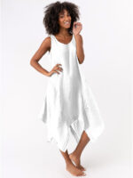 M Italy 19-6650NOS linen sleeveless white dress