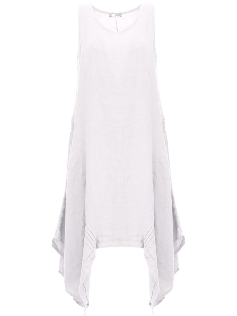 M Italy 19-6650NOS linen sleeveless white dress