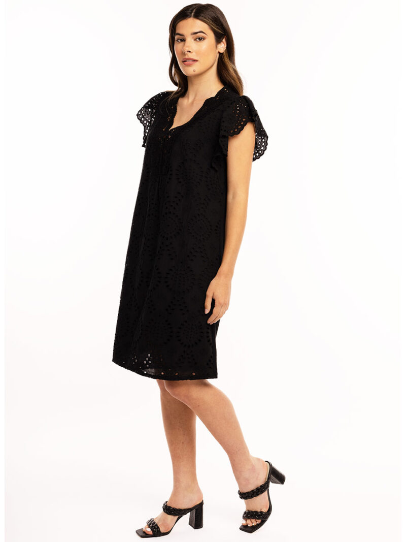 M Italy 19-23123S short sleeve cotton dress with English embroidery black color