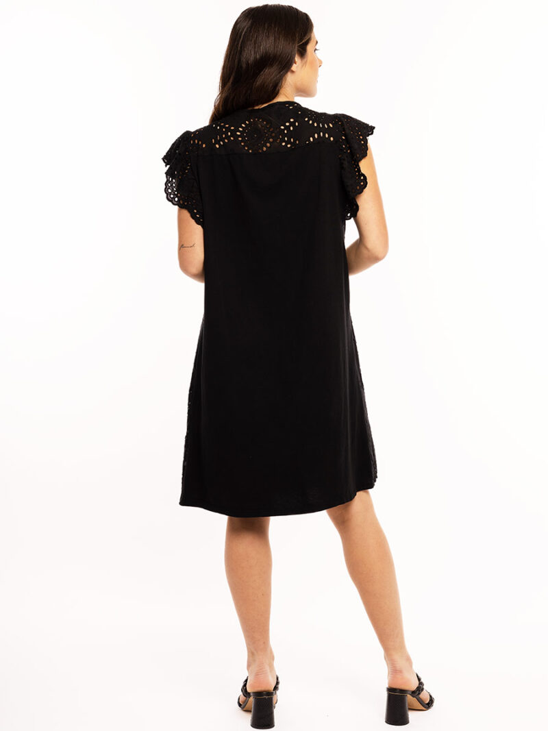 M Italy 19-23123S short sleeve cotton dress with English embroidery black color