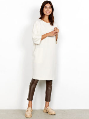 Robe Soya Concept PS-26037 manches 3/4 en tissus doux et confortable couleur crème