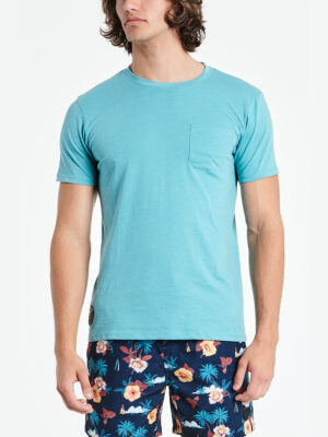 T-shirt Northcoast M01133 manches courtes avec 1 poche couleur aqua