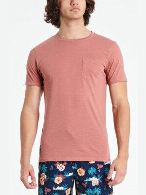 T-shirt Northcoast M01133 manches courtes avec 1 poche couleur brique