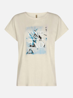 T-shirt Soya Concept 26026 manches courtes imprimé crème et bleu