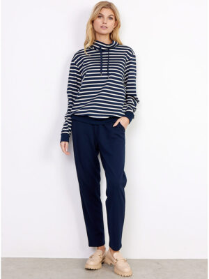 Soya Concept sweatshirt PS-26050 navy stripes funnel neck with drawstring