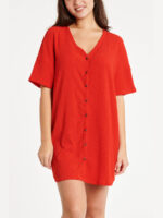 Nass-eau W01164 swimsuit cover-up tunic in light and supple crumpled fabrics red