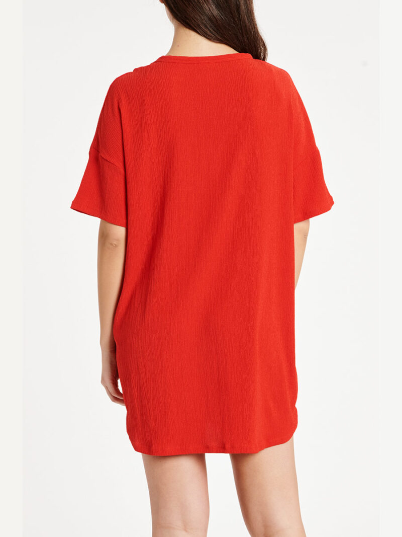 Tunique couvre-maillot Nass-eau W01164 en tissus froissé léger et souple rouge