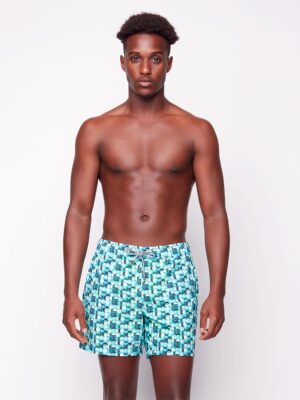 Public Beach PB5619 ultra-comfortable printed swim shorts turkoise color