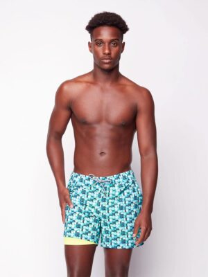 Public Beach PB5619 ultra-comfortable printed swim shorts turkoise color