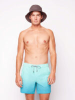 Short maillot Public Beach PB5642 imprimé rayures en dégradé de couleur turquoise ultra confort avec cuissard intégré