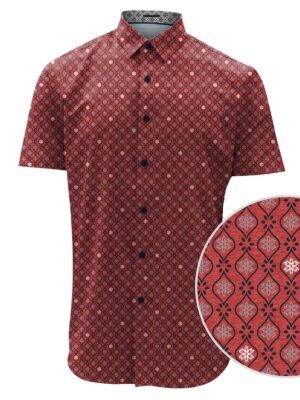 Point Zero shirt 7064445 short sleeves printed flower patterns red background