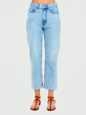 Jeans crop Dex 2125280D jambe ample taille haute couleur bleu pâle