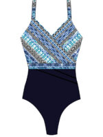 Finz 1 piece swimsuit FZPO60932 aquafitness  front blue combo