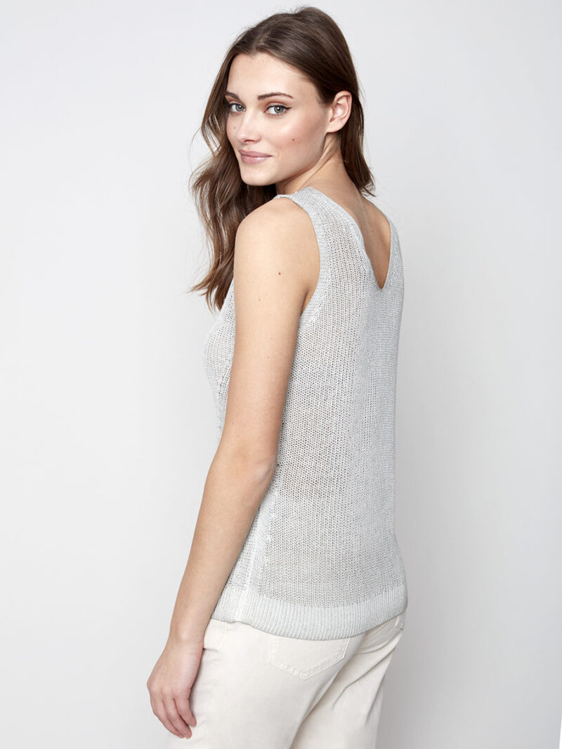 Charlie B C2509-790A knitted tank top grey color