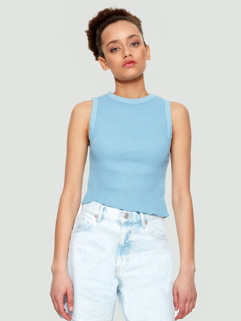 Dex tank top 2124302D in waffle mesh blue color