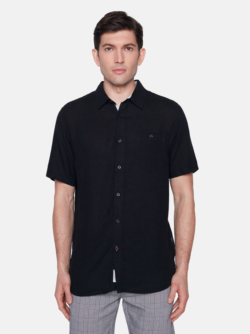 Projek Raw 142210 linen shirt with 1 pocket black color