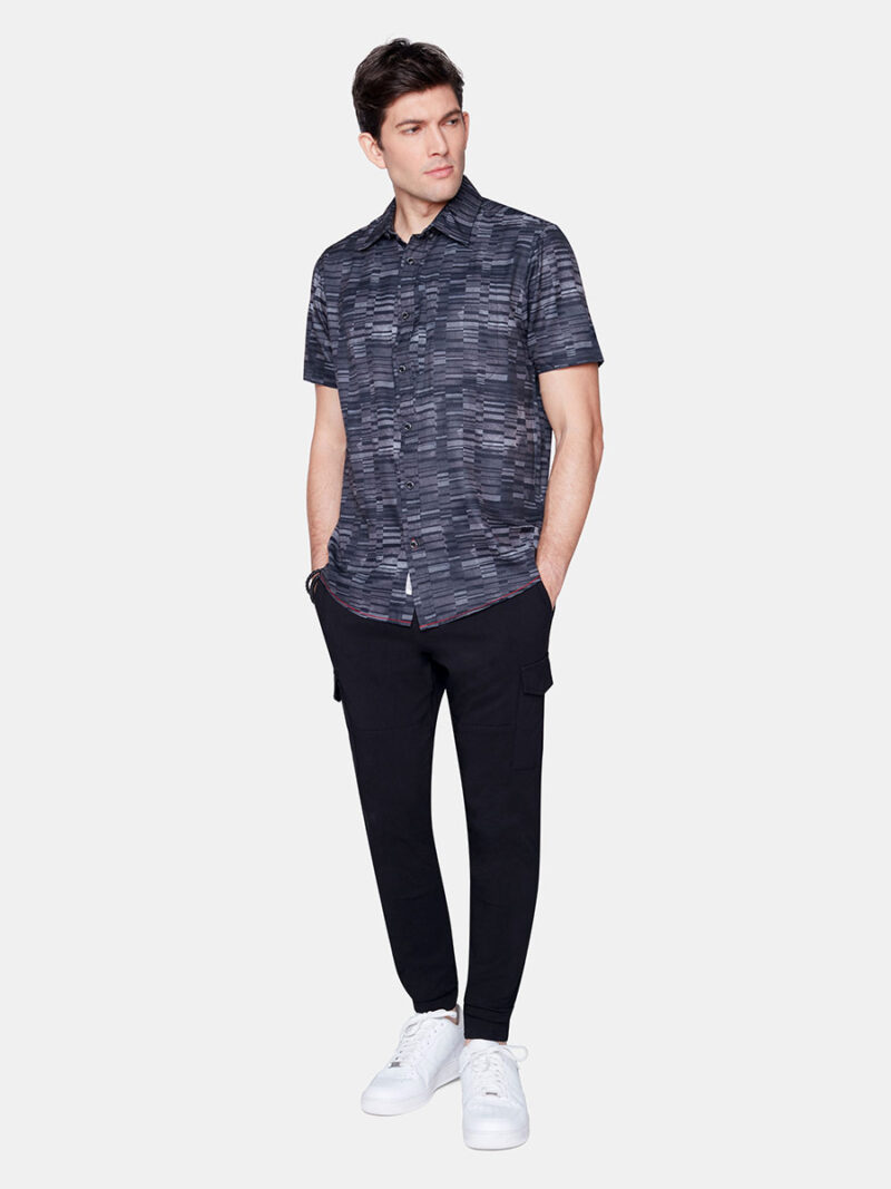 Projek Raw 142235 stretchy and comfortable printed short sleeves shirt charcoal color