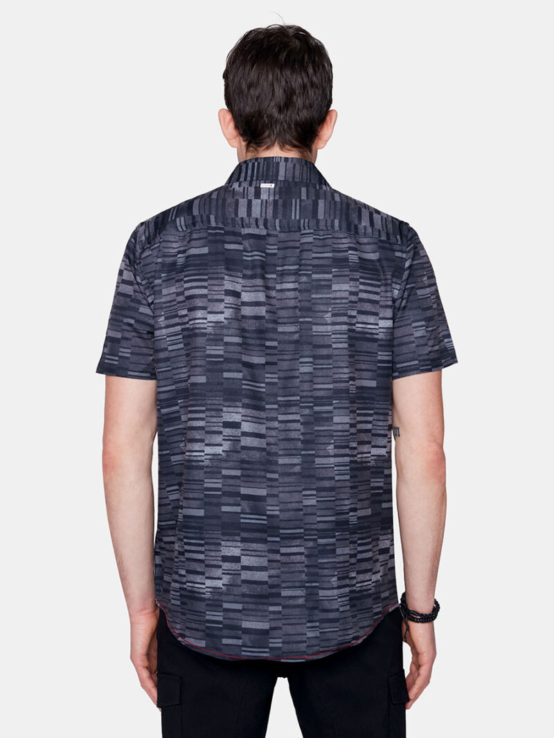 Projek Raw 142235 stretchy and comfortable printed short sleeves shirt charcoal color