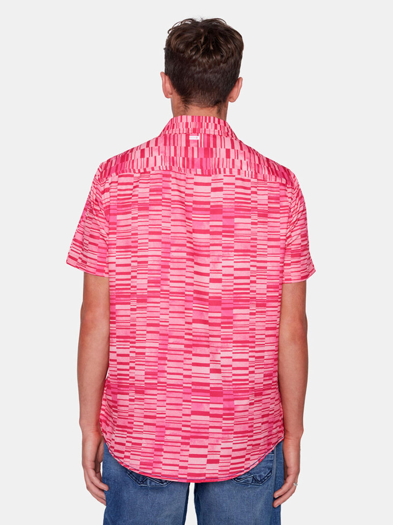 Projek Raw 142235 stretchy and comfortable printed short sleeves shirt fuchsia color