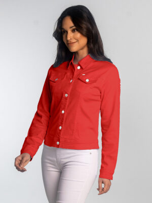 Jacket Lois Jeans 5420-7770-36 en denim de couleur extensible et confortable couleur corail
