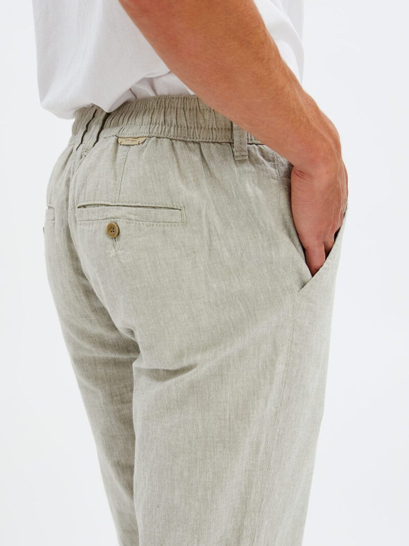 Point Zero 7069209 natural linen trousers with elastic waistband and drawstring