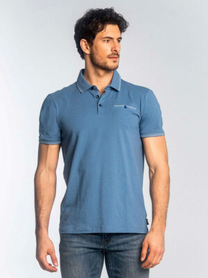 Lois 1047 short-sleeved polo shirts in stretchy and comfortable cotton with a pocket azure color