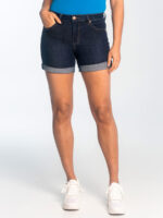 Short Lois Jeans 2150-6940-79 en denim extensible taille mi-haute couleur bleu moyen