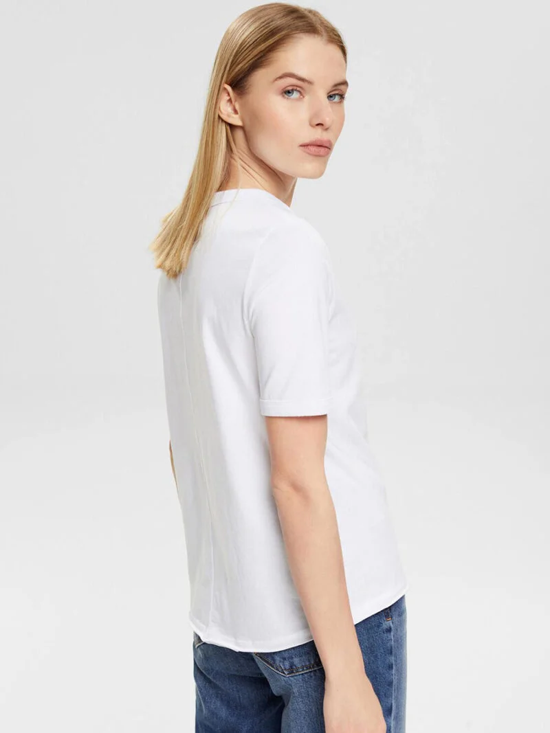 T-shirt Esprit 013EE1K327 manches courtes imprimé coeur couleur blanc
