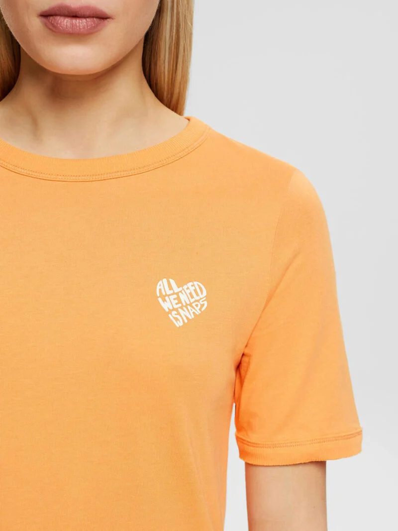 T-shirt Esprit 013EE1K327 manches courtes imprimé coeur couleur orange
