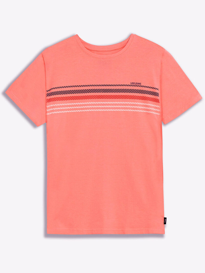 Lois 1033 short-sleeved t-shirt in stretch cotton printed coral color